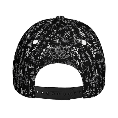 Black And White Mystic Wicca Print Baseball Cap