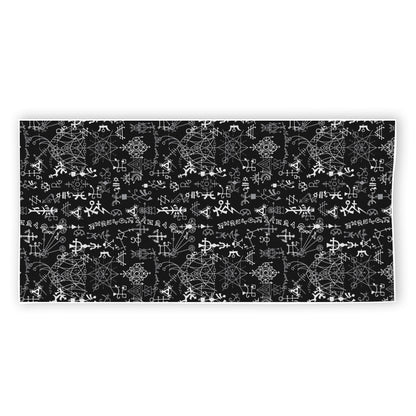 Black And White Mystic Wicca Print Beach Towel