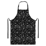 Black And White Mystic Wicca Print Bib Apron With Pocket
