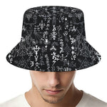 Black And White Mystic Wicca Print Bucket Hat