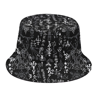 Black And White Mystic Wicca Print Bucket Hat