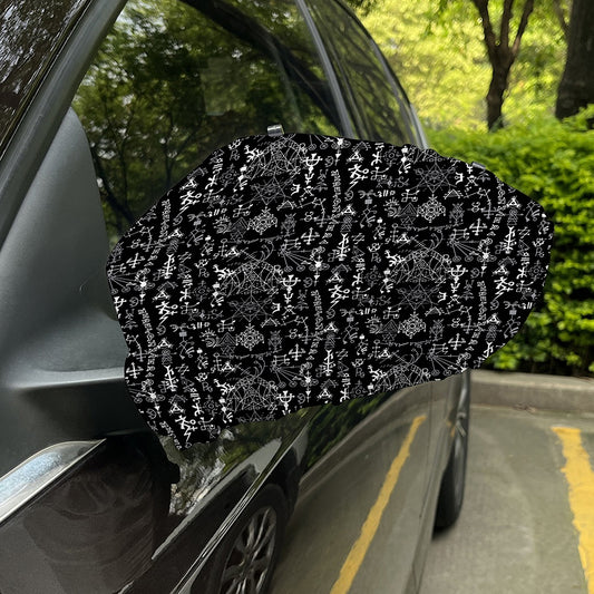 Black And White Mystic Wicca Print Car Side Mirror Covers