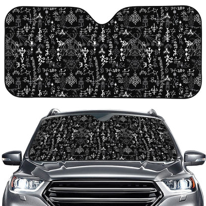 Black And White Mystic Wicca Print Car Windshield Sun Shade