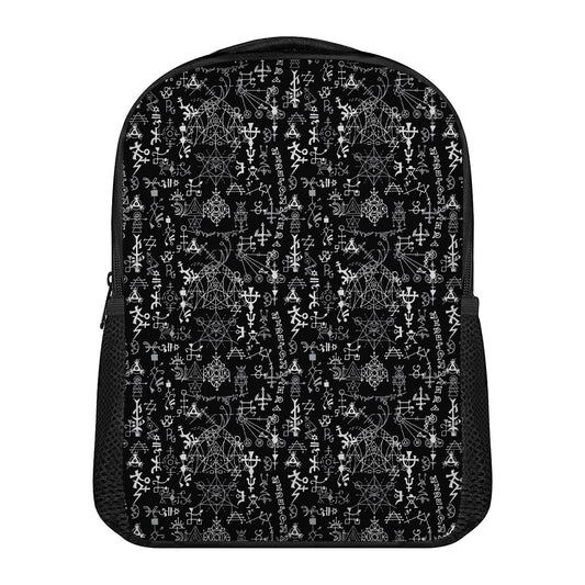 Black And White Mystic Wicca Print Casual Backpack