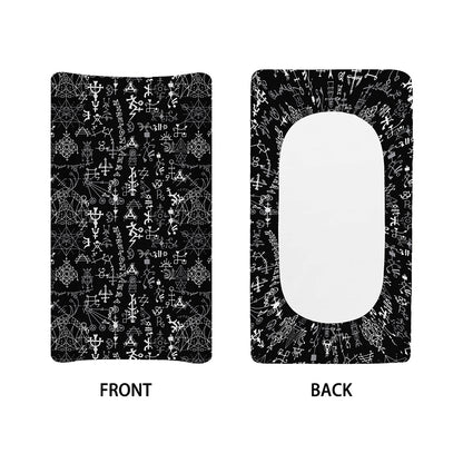 Black And White Mystic Wicca Print Changing Pad Cover