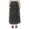 Black And White Mystic Wicca Print Chiffon Maxi Skirt