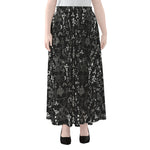 Black And White Mystic Wicca Print Chiffon Maxi Skirt