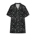 Black And White Mystic Wicca Print Cotton Hawaiian Shirt