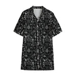 Black And White Mystic Wicca Print Cotton Hawaiian Shirt