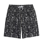 Black And White Mystic Wicca Print Cotton Shorts