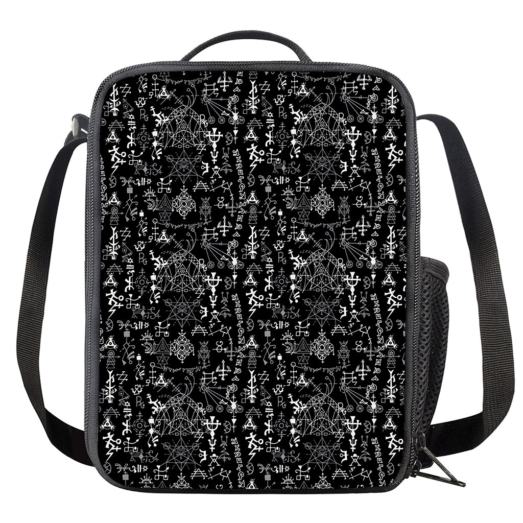 Black And White Mystic Wicca Print Crossbody Lunch Bag