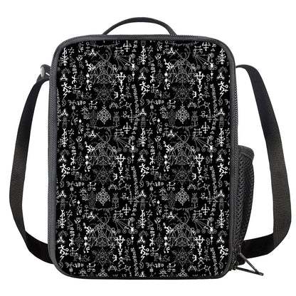 Black And White Mystic Wicca Print Crossbody Lunch Bag
