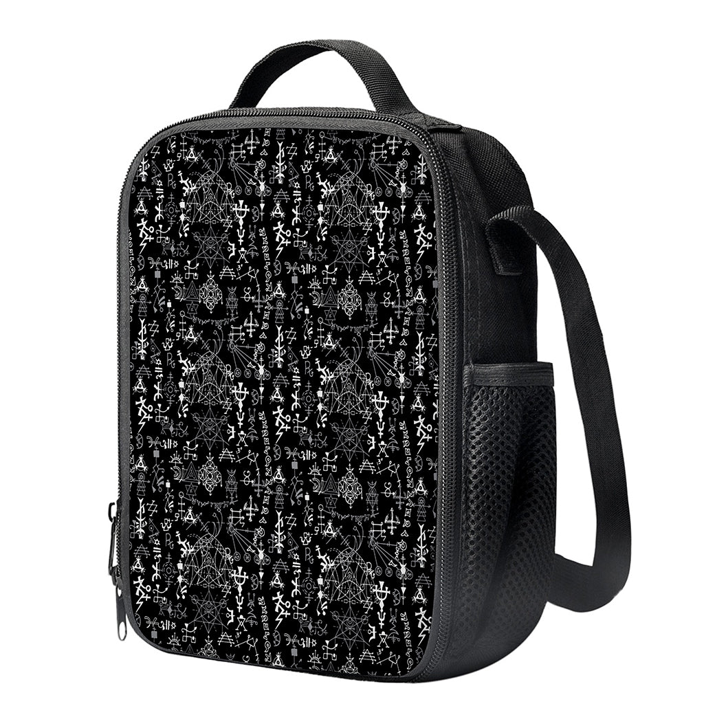 Black And White Mystic Wicca Print Crossbody Lunch Bag