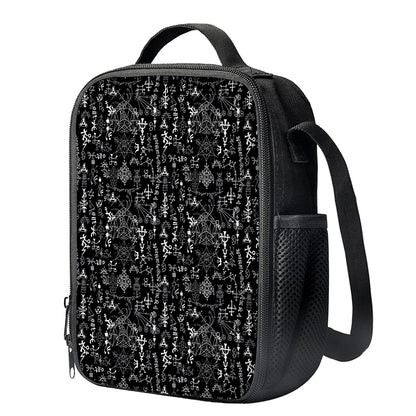 Black And White Mystic Wicca Print Crossbody Lunch Bag