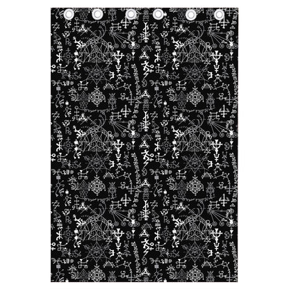 Black And White Mystic Wicca Print Curtain