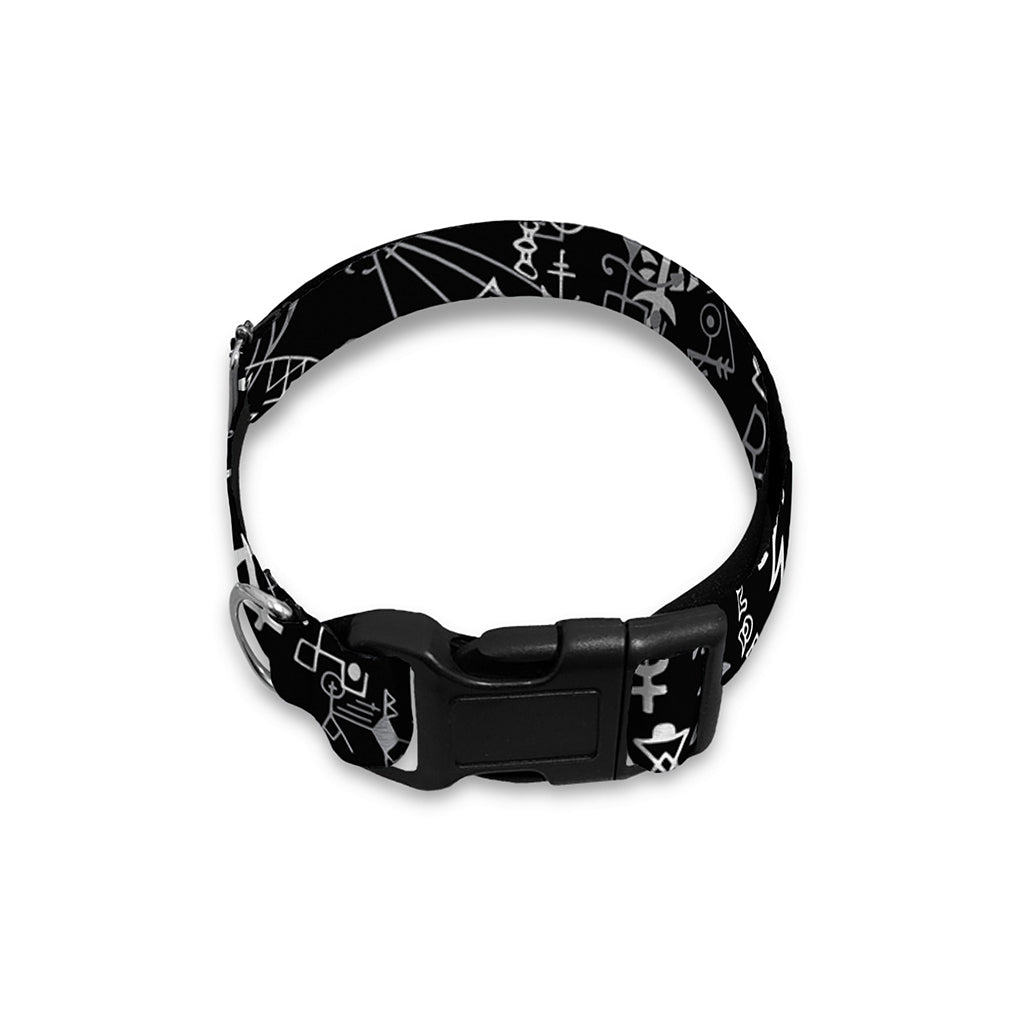 Black And White Mystic Wicca Print Dog Collar