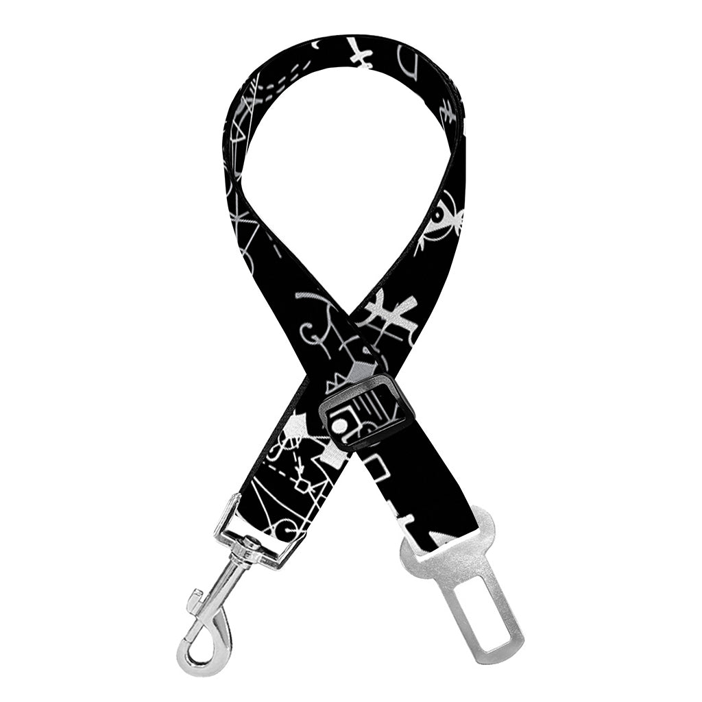 Black And White Mystic Wicca Print Dog Seat Belt