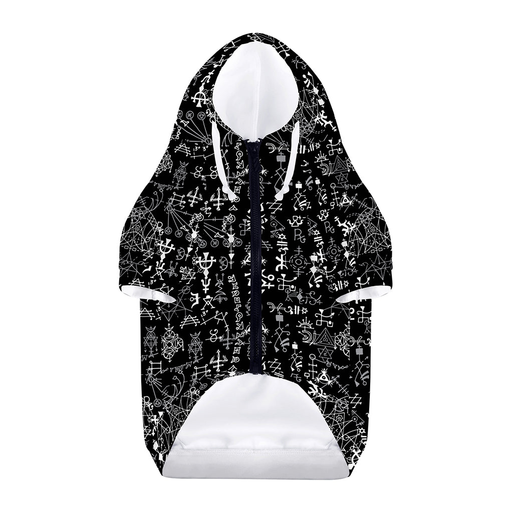 Black And White Mystic Wicca Print Dog Zip Up Hoodie