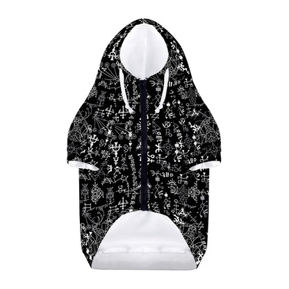 Black And White Mystic Wicca Print Dog Zip Up Hoodie