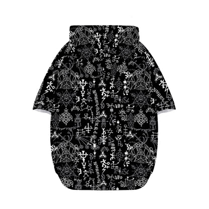 Black And White Mystic Wicca Print Dog Zip Up Hoodie