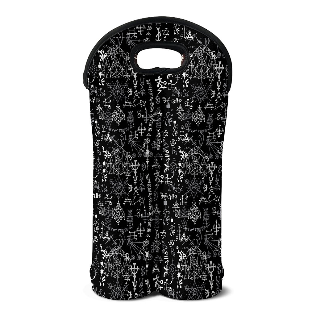 Black And White Mystic Wicca Print Double Neoprene Wine Tote