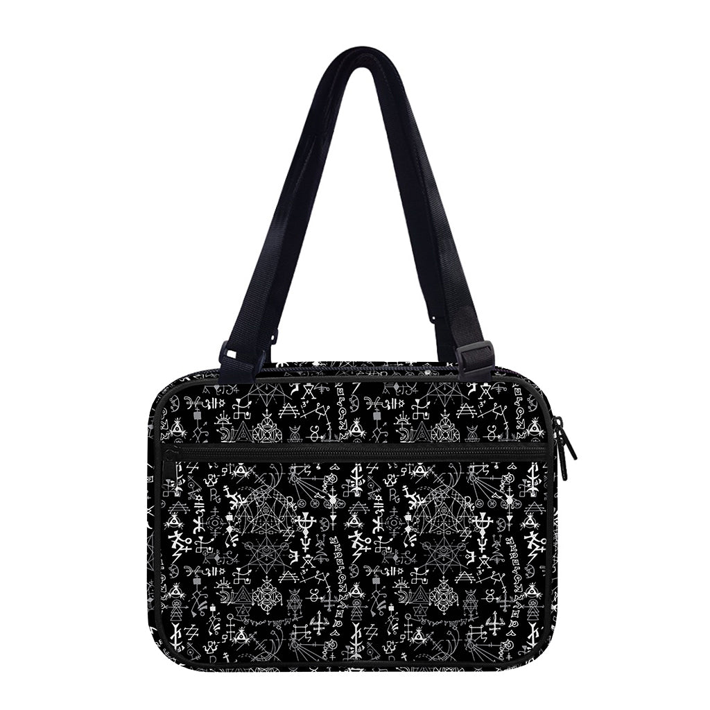 Black And White Mystic Wicca Print Double Strap Bible Bag