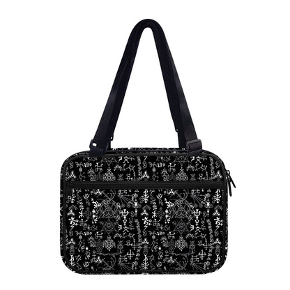 Black And White Mystic Wicca Print Double Strap Bible Bag