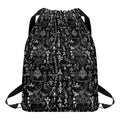 Black And White Mystic Wicca Print Drawstring Backpack