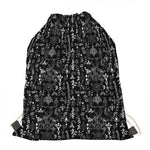 Black And White Mystic Wicca Print Drawstring Bag