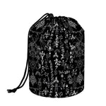 Black And White Mystic Wicca Print Drawstring Makeup Bag