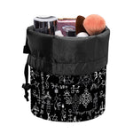 Black And White Mystic Wicca Print Drawstring Makeup Bag