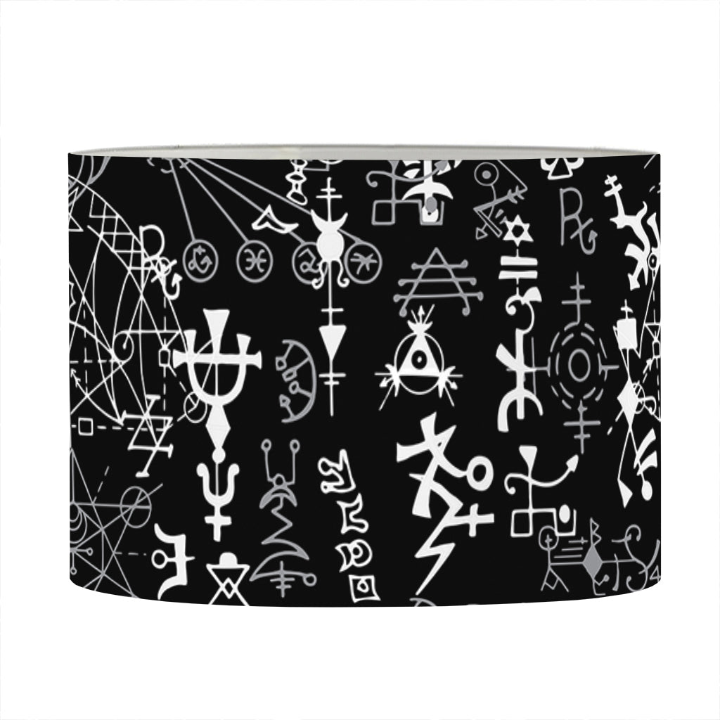 Black And White Mystic Wicca Print Drum Lamp Shade