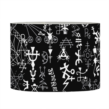 Black And White Mystic Wicca Print Drum Lamp Shade