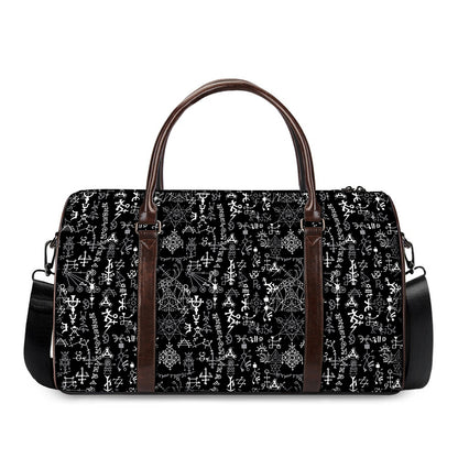 Black And White Mystic Wicca Print Duffle Bag