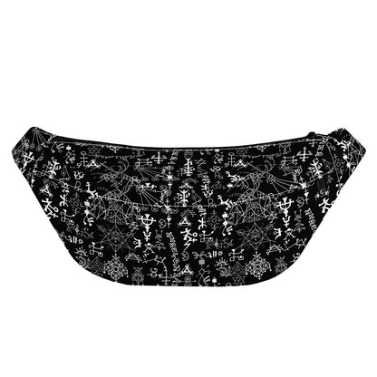 Black And White Mystic Wicca Print Fanny Pack