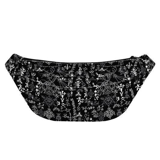 Black And White Mystic Wicca Print Fanny Pack