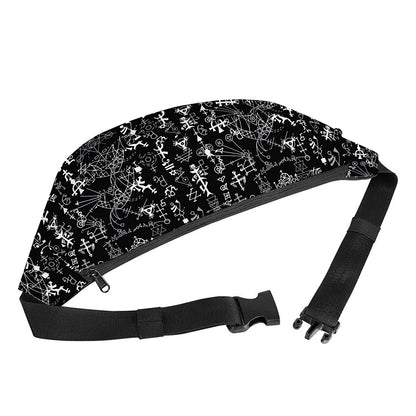 Black And White Mystic Wicca Print Fanny Pack