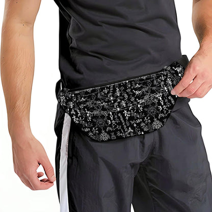 Black And White Mystic Wicca Print Fanny Pack