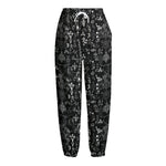 Black And White Mystic Wicca Print Fleece Lined Knit Pants