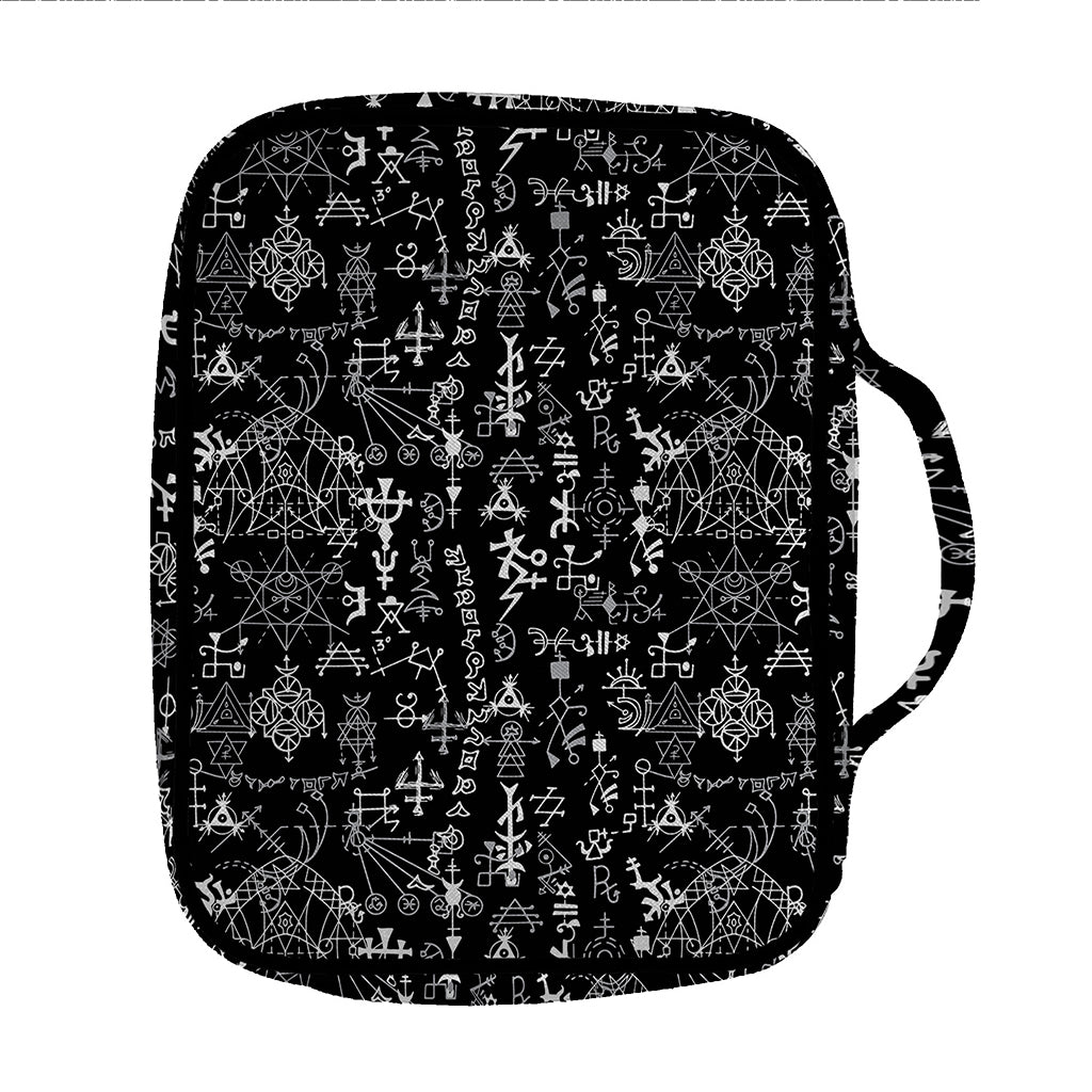 Black And White Mystic Wicca Print Front Pocket Bible Bag