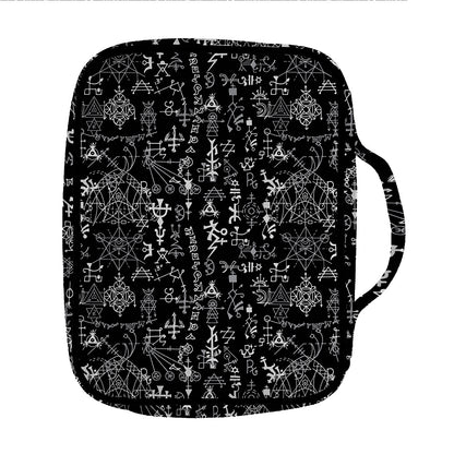 Black And White Mystic Wicca Print Front Pocket Bible Bag
