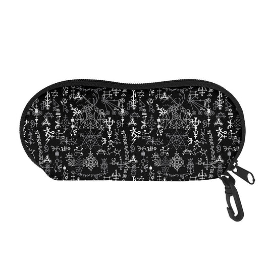 Black And White Mystic Wicca Print Glasses Case