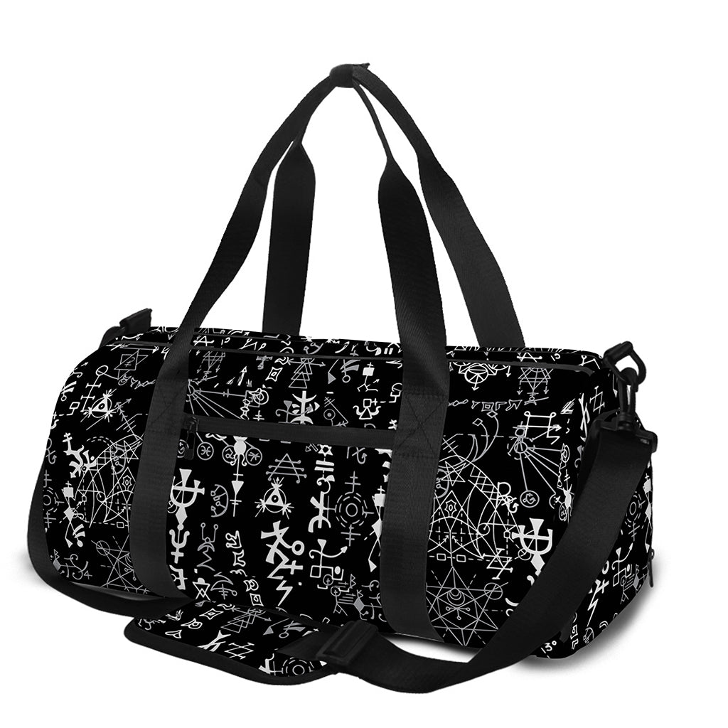 Black And White Mystic Wicca Print Gym Bag