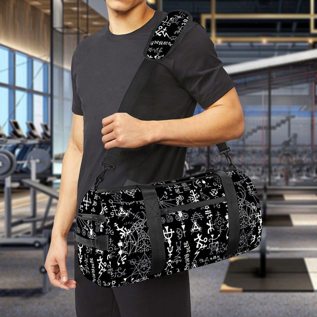 Black And White Mystic Wicca Print Gym Bag