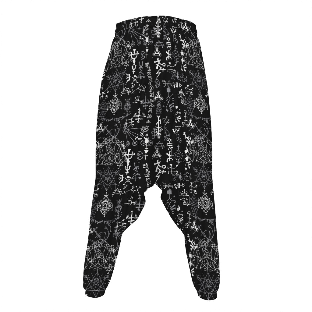 Black And White Mystic Wicca Print Hammer Pants