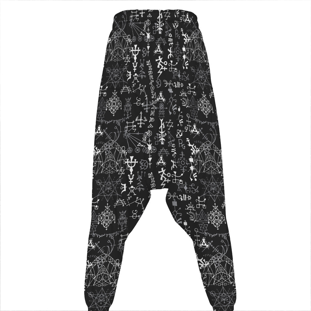 Black And White Mystic Wicca Print Hammer Pants