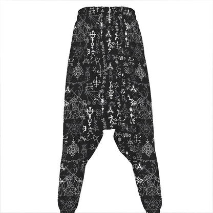 Black And White Mystic Wicca Print Hammer Pants