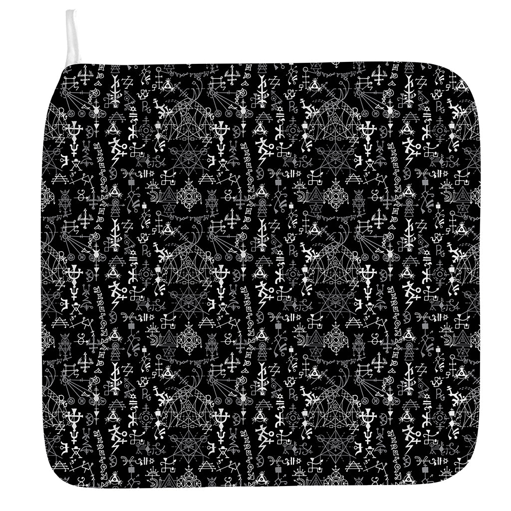 Black And White Mystic Wicca Print Hand Towel
