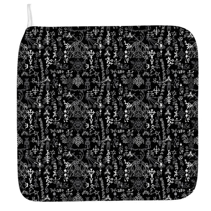 Black And White Mystic Wicca Print Hand Towel