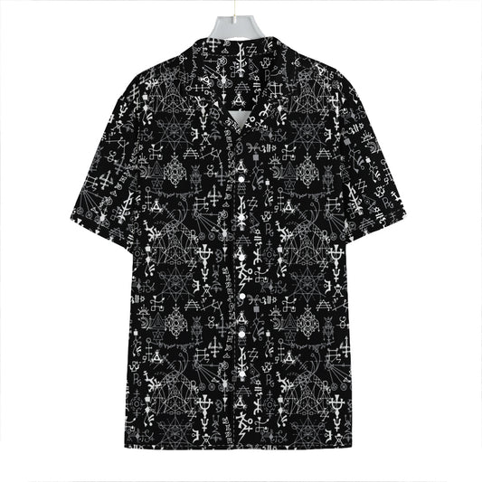 Black And White Mystic Wicca Print Hawaiian Shirt